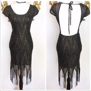 🛑Lovely Day BlackGold Metallic Mixed Dress S/M